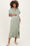 Sage Collared Short Sleeve Maternity Midi Dress
