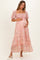 Pink Floral Chiffon Smocked Maternity Maxi Dress