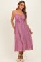 Pink Plaid Front Tie Sleeveless Maxi Dress