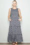 Black Floral Smocked Sleeveless Tiered Maxi Dress