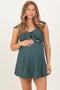Forest Green Tie Front Cutout Maternity Swim Dress