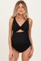 Black Twist Front Cutout Maternity One Piece Swimsuit
