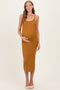 Mustard Contrast Stitch Detail Ribbed Maternity Sweater Dress