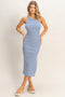 Blue Striped Side Slit Tank Dress