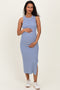 Blue Striped Side Slit Maternity Tank Dress