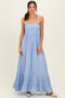 Powder Blue Smocked Halter Open Back Maxi Dress