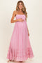 Light Pink Smocked Halter Open Back Maternity Maxi Dress