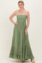 Light Olive Smocked Halter Open Back Maxi Dress