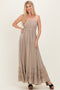 Beige Smocked Halter Open Back Maxi Dress