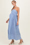 Blue Mixed Stripe Sleeveless Maternity Maxi Dress