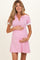 Pink Knit Ruffle Sleeve Maternity Mini Polo Dress