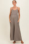 Moss Brown Sleeveless Wide Leg Maternity Jumpsuit