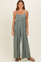 Green Pea Sleeveless Wide Leg Jumpsuit