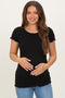 Black Ruffle Edge Short Sleeve Maternity Top