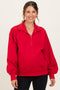 Red French Terry Quarter Zip Maternity Pullover