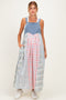 Multicolor Plaid Overall Maternity Maxi Dress
