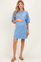 Denim Blue Mineral Wash French Terry Knit Maternity T-Shirt Dress