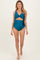 Dark Teal Ruched Sides Front Cutout Maternity One Piece Swimsuit