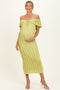 Citron Off Shoulder Lace Knit Maternity Midi Dress