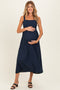 Navy Linen Blend Sleeveless Maternity Midi Dress