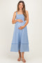 Dusty Blue Linen Blend Sleeveless Maternity Midi Dress