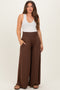 Brown Smocked Waist Wide Leg Maternity Pants