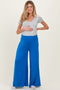 Blue Smocked Waist Wide Leg Maternity Pants