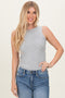 Heather Grey Ribbed High Neck Tank Top