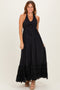 Black Halter Neck Smocked Maxi Dress