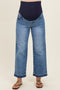 Blue Rough Hem Cropped Maternity Boyfriend Jeans