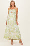 Green Cream Elegant Floral Maternity Maxi Dress