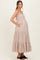 Light Taupe Diagonal Stripe Front Tier Maternity Dress
