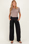 Black Smocked Waist Maternity Trousers