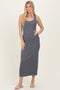 Charcoal Sleeveless Ribbed Maxi Dress