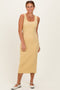 Yellow Sleek Floral Jacquard Bodycon Midi Dress