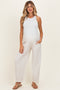 Oatmeal Linen Blend Barrel Leg Maternity Pants