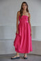 Hot Pink Striped Strapless Maxi Dress