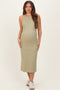 Light Olive Ribbed Maternity Tank Midi Dress