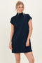 Navy Mock Neck Mini Dress