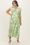 Sage Floral Crochet Lace Accent Maternity Midi Dress