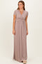 PinkBlush Mocha Draped Nursing Maxi Dress