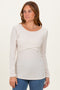 Cream Ribbed Crossover Nursing Top