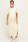 Butter Yellow Striped Scallop Trim Short Sleeve Maternity Maxi Dress