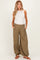 Olive Cotton Gauze Tie Hem Maternity Pants