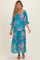 Blue Floral Smocked Chiffon Tiered Maternity Maxi Dress