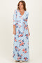 Sky Blue Floral Wrap Maxi Dress