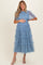 Blue Smocked Top Mesh Midi Dress