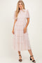 Cream Smocked Top Mesh Midi Dress
