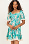 Jade Floral Smocked Lace Trim Dress
