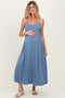 Slate Blue Button Accent Maternity Midi Dress